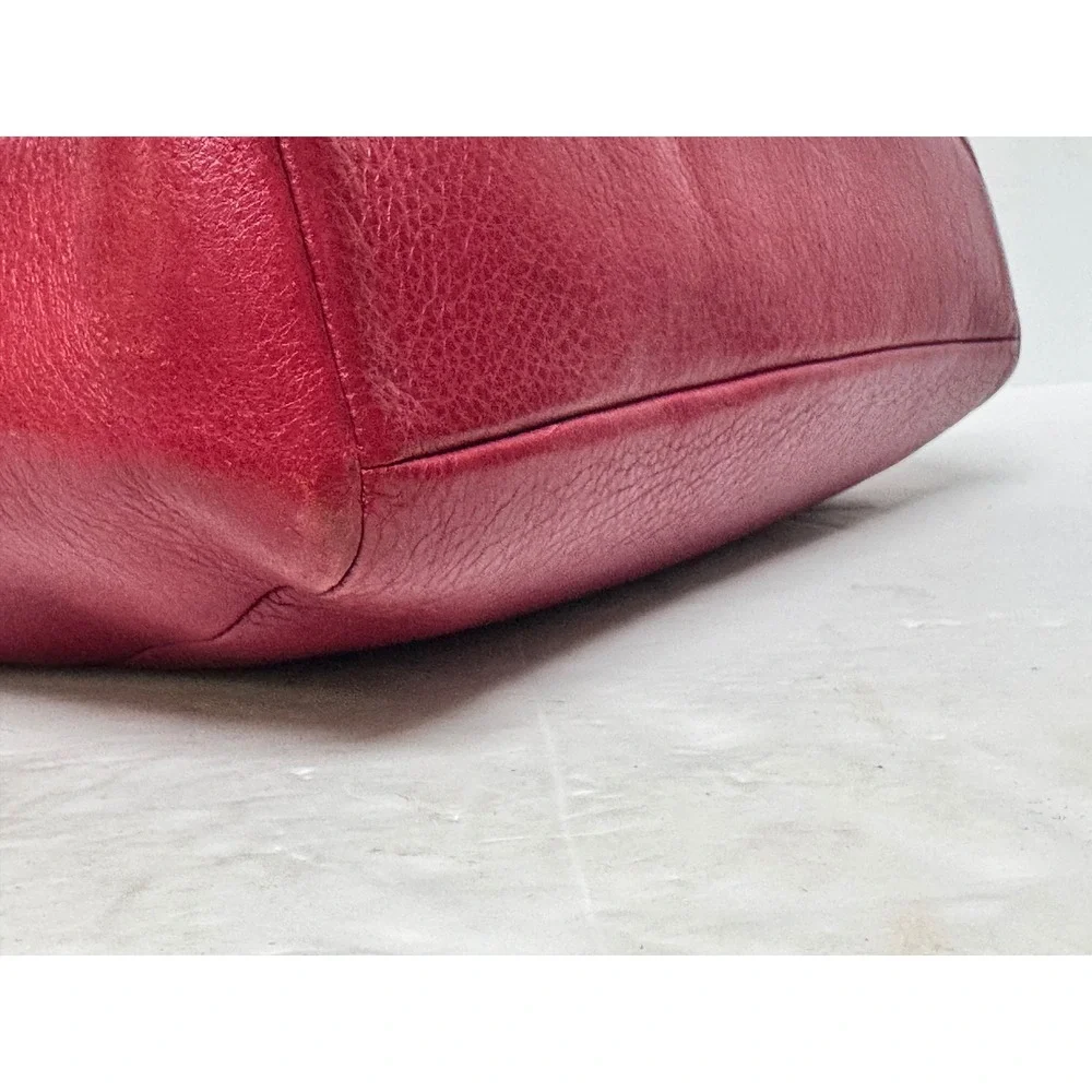 Coach Kelsey Satchel Red Pebbled Leather Gold Hardware Tote Bag Handbag